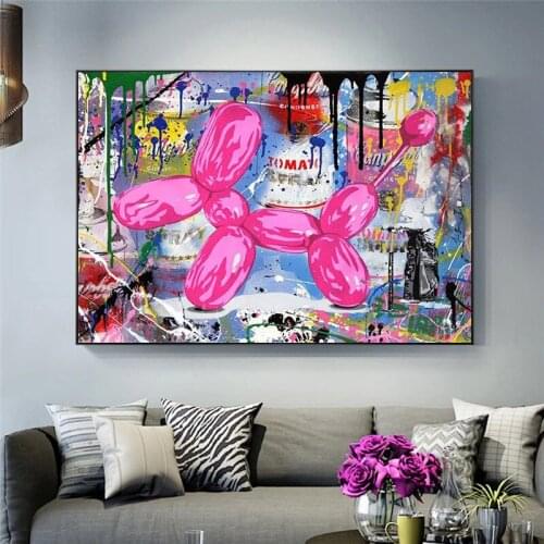 Graffiti Animal Art Painting Print on Canvas Art Poster and Print Wall Art Giraffe Head Picture for Living Room Home Decor