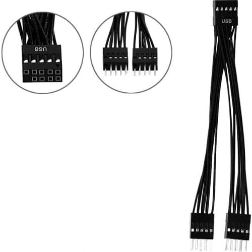 Computer motherboard 9pin USB2.0 one to two 9PIN to dual 9PIN Cable