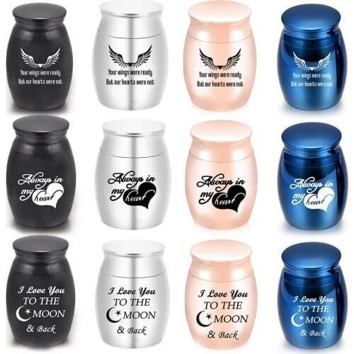 Always in My Heart Cremation Urns, Angel Ash Keepsake, I Love You to the Moon and Back Memorial Mini Urn For Human Ashes