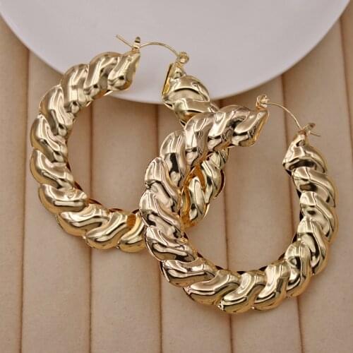 Trendy Fashion Round hip hop Rock Hoop Earrings for Womens Gold Plated Circle Earrings Jewelry Accessories wedding