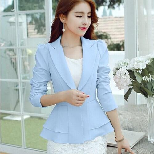 Fashion Jacket Women Suit Foldable Long Sleeves Lapel Coat Candy Color Blazer Single Button Vogue Blazers Jackets