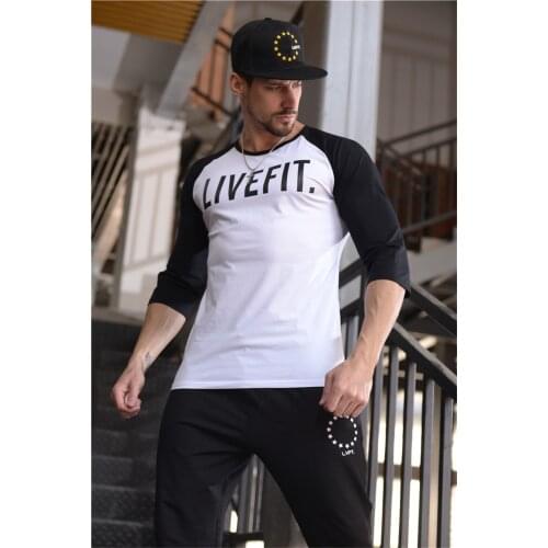 Mens Summer Cotton T-Shirt Runnng Jogging Sports Short Sleeve Gym Fitness Bodybuilding T Shirt Male Workout Training Tee Tops