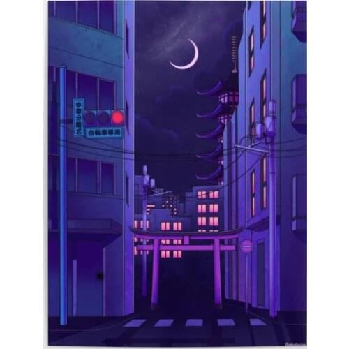 Wall Art Picture Canvas Posters City Night Black Builds Home Street Decoration Modular Painting HD Printed No Framed For Bedroom