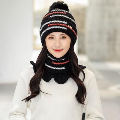 New 2020 Autumn Winter Hat Scarf For women plus velvet warm hat fashion sweet woolen hat Scarf set cycling windproof hat