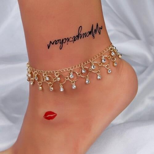 Beach Anklet Rhinestone Tassel Foot Leg Bracelet Womens Fashion Jewelry Vintage Yoga Ankle Bracelet Chain Barefoot Sandals