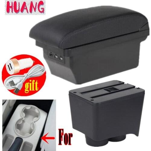 For Volkswagen VW Polo 9N 2002-2009 Armrest Box Central Store content Storage Box Center Console Leather Cup Holder Dual Layer