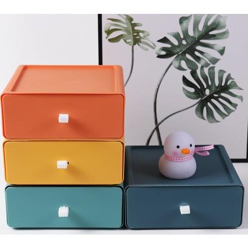 Transparent Large Capacity Drawer Type Desktop Storage Box Plastic Notebook Cosmetic Lipstick Shelf School Office Stationery