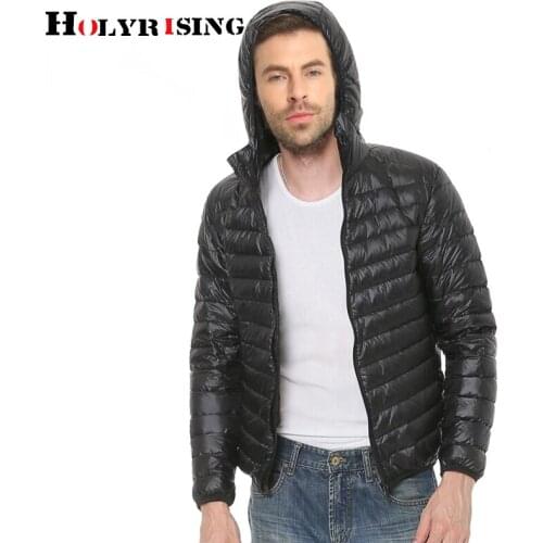 Holyrising Winter Down Mens Fashion Hooded White Duck Down Jacket Warm Jacket Line Portable Package men pack jacke 19061-5