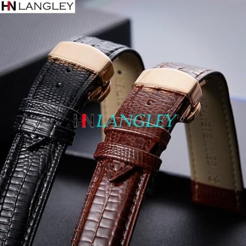 16/18/20/22 mm Watch Band High Quality Genuine Leather Watch Bands Crocodile pattern Strap Stainless Steel Rose Gold Buckle
