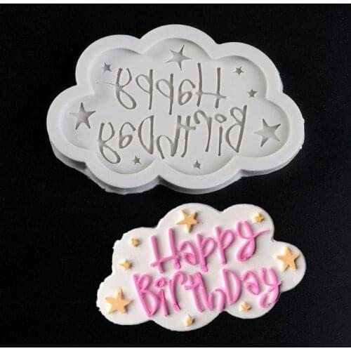 3D Happy Birthday Letter Silicone Fondant Cake Mold Chocolate Baking Tool Mould Decoration