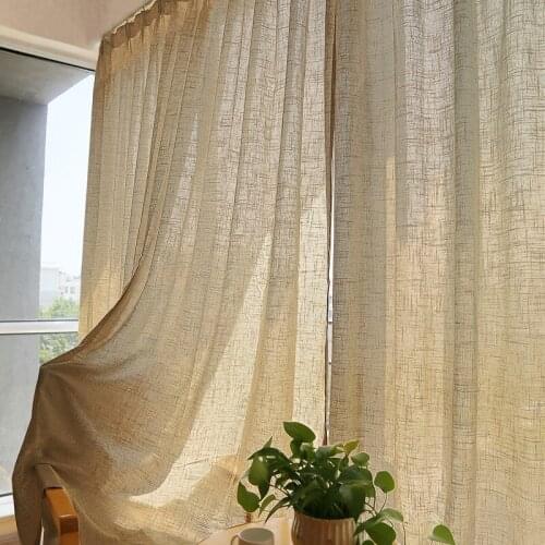 Natural Linen Curtains Blended Gromment Top Privacy Added Window Treatment Drapes for Living Room Light Filtering Curtain TJ3858