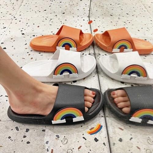 2021 New Fashion Shoes Woman Slippers Summer Shoes 2.5cm Heel Rainbow Shoes For Women Black Beige Basic 36-41