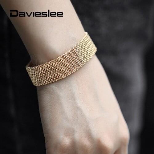 16mm Bangle Bracelet for Women Vintage 585 Rose Gold Color Watch Band Chain Wristband Party Wedding Jewelry Gifts New LCB44