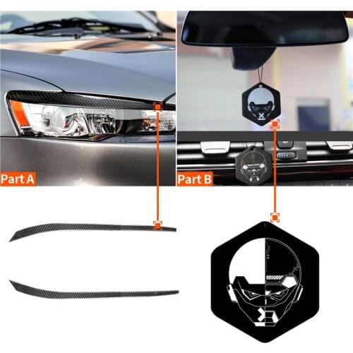 For Mitsubishi Lancer EVO X 10 2008-2014 1 Pair Carbon Fiber Headlight Eyelids Sticker Headlamp Eyebrows Decoration Strip