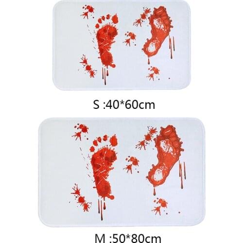 1PC Flano Doormat Blood Footprint Bathroom Floor Mat Europe Style Carpet Rug Water Absorption Non-slip Halloween Party Supplies