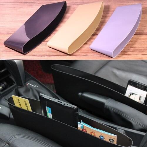 1x Black/Beige Styling Seat Gap Pocket Box Seat Covers Organizer Phone Purse Coins Key Storage Box Bag Holder Car Accessories
