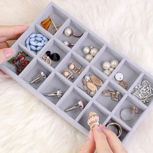 2021 Fashion Jewelry Rings Storage Box Desktop Display Organizer Box Tray Holder Earrings Necklace Velvet Jewelry Storage Case