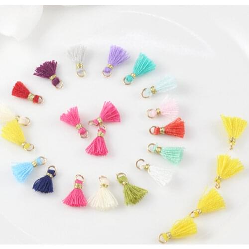 30-50Pcs 1cm Cotton Thread Mini Metal Hanging Ring Tassel Trim Pendant DIY Craft Jewelry Earrings Decor Materials Fringe Trim