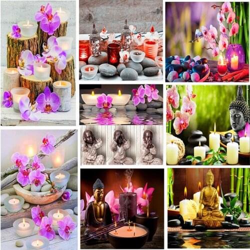 3d embroidery paint by diamond flowers diamond embroidery orchid and candle diamond painting full squareround drill Wedding