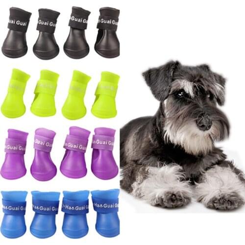 4pcs Pet Dog Shoes Waterproof Rain Pet Shoes for Dog Puppy Rubber Boots Candy Color Puppy Shoes Pet Products