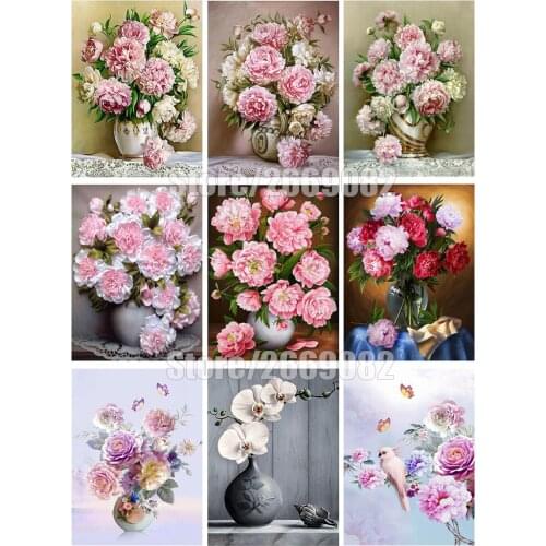 5D DIY Diamond Painting Flower Cross Stitch Mosaic Home Decortion Diamond Painting Vase Full Square Drill Handmade Gift TT1128