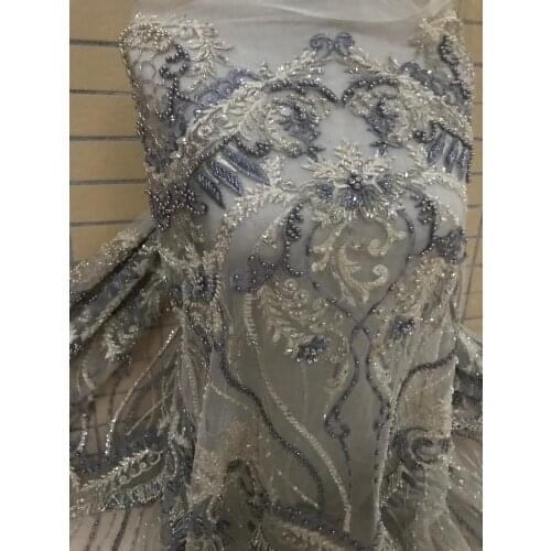 African french net high quality J-628815 beaded bridal tulle mesh lace embroidered beaded fabric