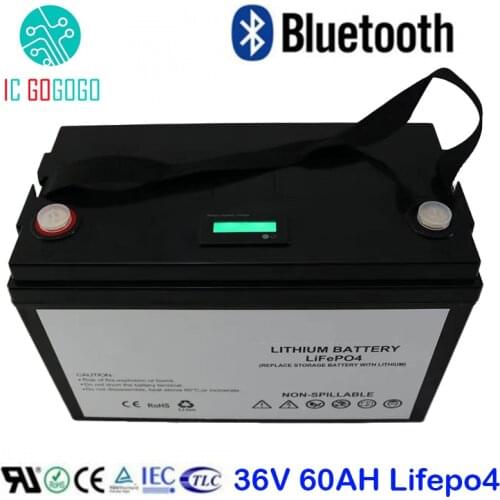 36V 60AH Lifepo4 Battery Pack Deep 2000 Cycle Long Life 3.2V Lithium Iron Phosphate Cell Bluetooth BMS Customized Made AKKU 12S