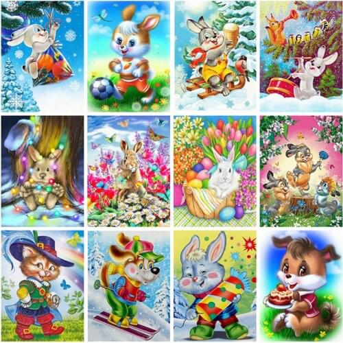 Diamond Painting Rabbit Cartoon Diamond Mosaic Full Layout Cross Stitch Kit Picture Of Rhinestone Home Decor Gift