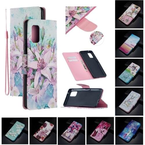 A71 A51 Embossed Leather Case for Samsung Galaxy A72 A52 A42 A32 A12 A02S Fundas Flip Wallet Cover Folded Stand Shockproof Etui