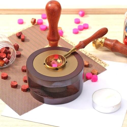 Retro Wooden Wax Seal Stamp Stick Sealing Wax Melting Pot Stove Warmer Melting Glue Furnace Tool Wax Sealing Stamp Craft Gift