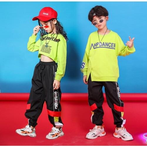 Sudadera fresca de hip hop para niños, top de plantación, camiseta de manga larga, pantalones cortos de calle para correr, ropa