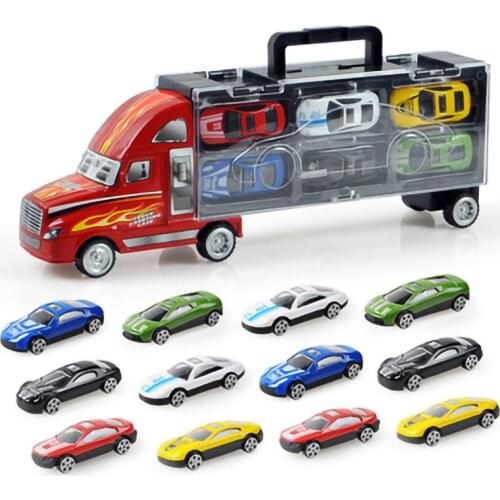 Children toy car cargo truck with small cars Alloys and plastics Models Portable Truck Cars transporter Educational transport