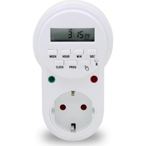 Smart Power Socket EU/US/UK Plug Digital Timer Switch Energy Saving Adjustable Programmable Setting of Clock/ On/ Off Time