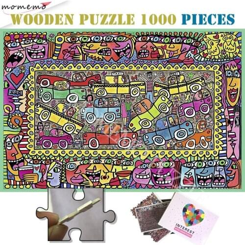 City People 1000 Pieces Wooden Jigsaw Puzzles Customized Adults Abstract Painting Picture Puzzle Toys 1000 Piece DIY Puzzle Game