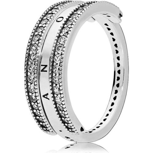 Pan home 18 autumn new smart flip logo emblem sterling silver simple charming heart s925 silver ring female ring