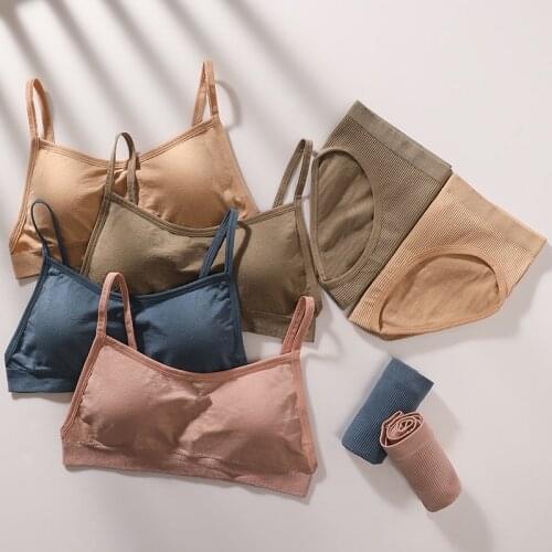 Women Bra And Panties Set Lingerie Seamless Underwear Set Female Backless Bralette Wireless Bra Comfort Female Cropped Top Sexy