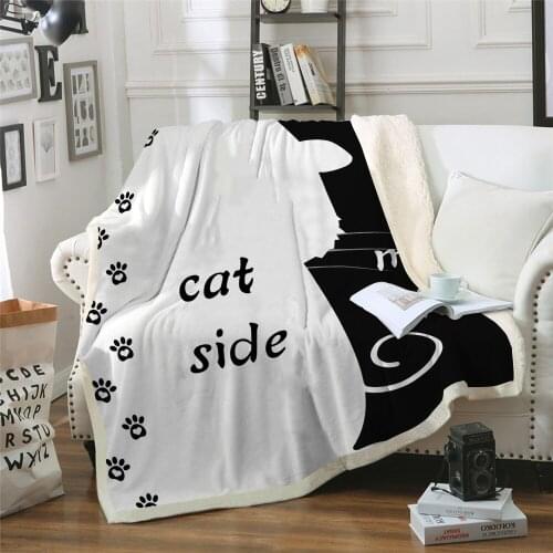 Cat side Blanket footprint print Plush Throw Sofa Noble Bedspread Bed Blankets