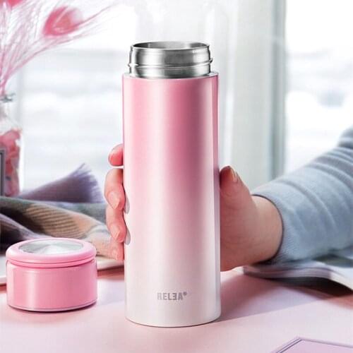 Creative Color Gradually Change Double Wall Thermos Bottle For Coffee Tea Hot Water Women Travel Insulated Cup Kids Thermo Ug