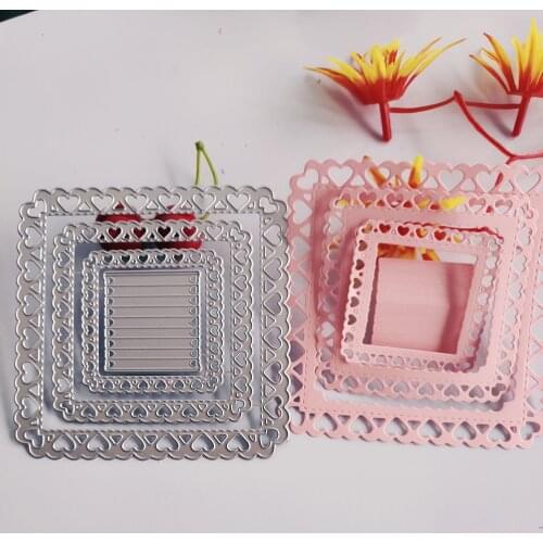 Square peach heart border cutting mold 2019 new arrival mold scraping metal cutting mold technology DIY decoration