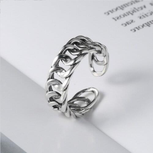 Personality Silver Plated Thick Thin Chain Ring Motorcycle Party Punk Style Men Womens Finger Ring Cool Ring Hip Hop Jewelry