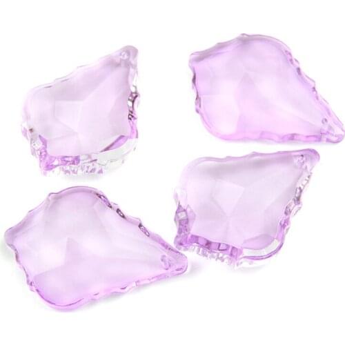 38/50/63/76mm Lilac Crystal Glass Chandelier Crystal Maple Leaf Crystal Hanging Pendant For Lamp Part