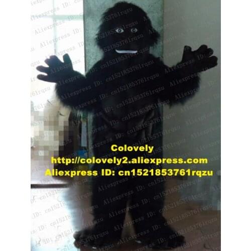 Wise Black Long Fur Orangutan Gorilla Chimpanzee Ape Simian Mascot Costume Cartoon Character Mascotte Big Oblate Feet ZZ1109 FS