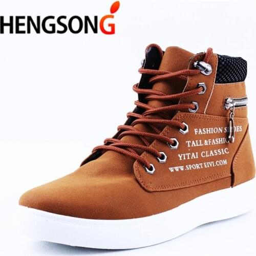 2020 Spring Shoes For Men Sneakers High Top Suede Leather Walking Shoes Lace-Up High Pipe Men Sports Shoes Zip Big Size 46