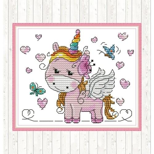 Unicorn Painting Counted Cross-stitch Embroidery Kit 14ct Print on Canvas DMC Floss Needlework 11ct Aida Fabric Handmade Crafts