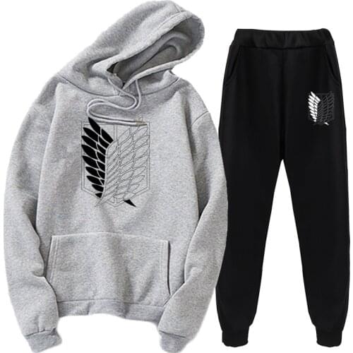 Newest Cosplay Attack Giant Sports Suit 2-piece Set Attack on Titan Hoodie Warm Clothes Fashion Street Jacket for Autumn Winter