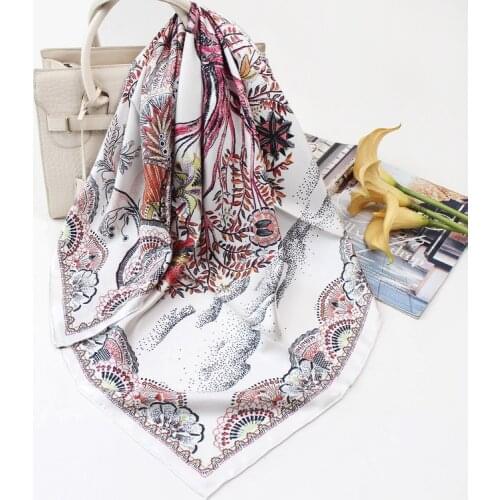 Large Square Twill Silk Scarf Foulard Kerchief for Women Female Satin Hair Silk Luxury Brand 90*90cm Scarves Unique Styles Hijab