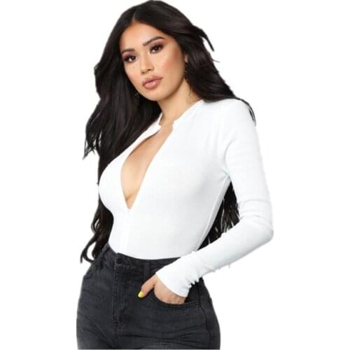 Hot Style 2021 Spring and Autumn New Sexy Slim Zipper Long-Sleeved One-Piece Womens Clothing