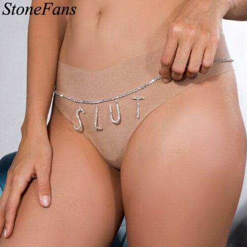 Stonefans Rhinestone Diy Letters Waist Chain Belt for Women Fashion Simple Pendant Lower Belly Waist Chain Jewelry Indian Style