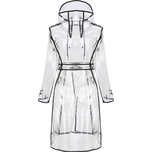 Transparent Raincoat Portable Adult Lady Women Poncho Rainsuit Rainproof Belt Rain Coat For Outdoor Climbing Fishing Rainwer