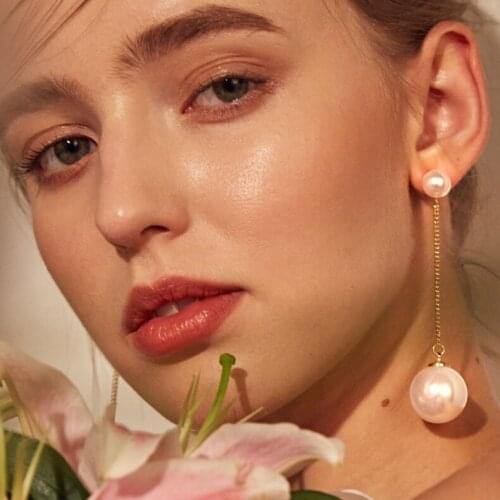 Tassels earring elegant pearl long earrings created large simulated pearl chain earrings for wedding party gift 2019 new earring